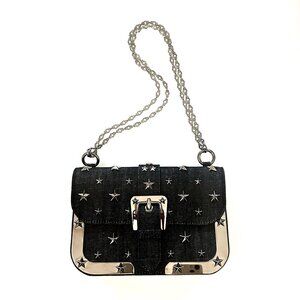 FINAL DROP! Valentino Red V Star Studded Denim Bag Chain Handle NWOT
